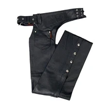 Hot Leathers Men's Fully Lined Black Leather Chaps