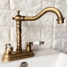 Antique Brass 4" Centerset Bathroom 2 Holes Basin Sink Faucet Mixer Tap Gan067