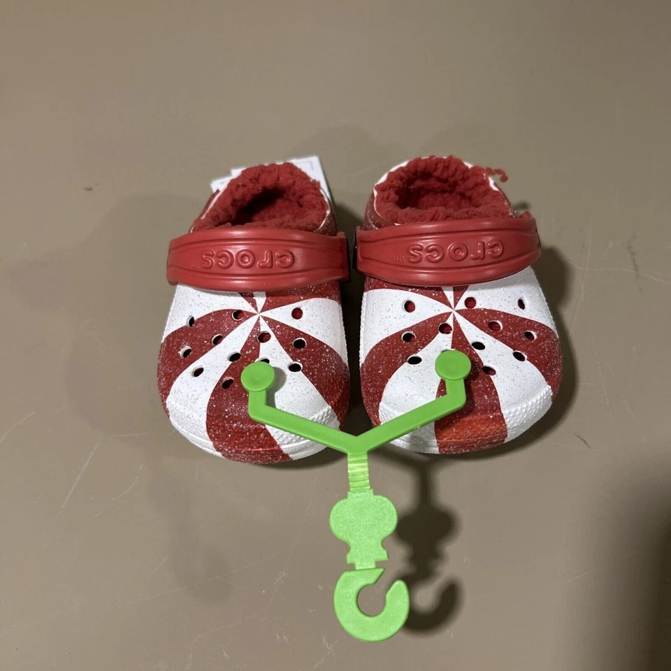 Crocs Niños - Navidad/Vacaciones - Talla 4 C4 Menta Brillo Clásico Forrado Foto 2 de 4