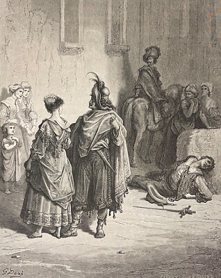 Die Zwei Hähne Gustave Doré Xylographie Fabel Jean de la Fontaine 1868