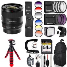 Sony FE 20mm f/1.8 G Lens LED Light -64GB Kit Bundle