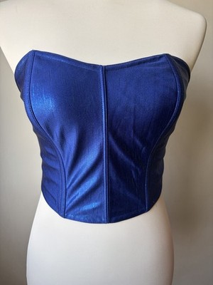 Trägerloses Korsett-Top, Metallic-Look mit Herzausschnitt und sichtbaren Nähten
