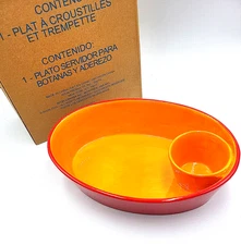 Avon CHIP & DIP SERVING PIECE (2015) Orange & Red Dishwasher Safe New in Box