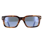 Persol Sunglasses PO3272S 123556 Striped Black & Brown Light Blue