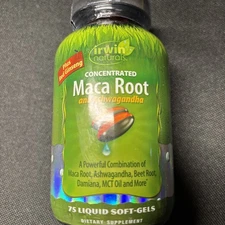 Irwin Naturals Concentrated Maca Root Ashwagandha Softgels 75 Real Ginseng 1-27