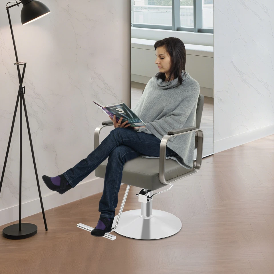 Silla de Salón, Silla de Barbero Giratoria 360°, Silla de Peluquería Ajustable Foto 2 de 4