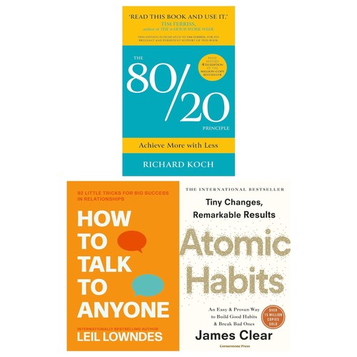 Das 80/20 Prinzip, Atomgewohnheiten, Wie man mit jedem spricht Sammlung 3 Bücher Set