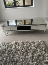 Mirrored TV Stand With 2-Drawer Storage