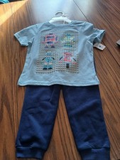 Boys Size 4 Jogger Set Monster / Robots Top And Jogger New Highland Originals