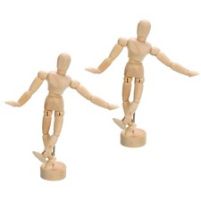2Pcs 4.5" Wooden Mannequin Figure, Artist Drawing Manikin Model Flexible