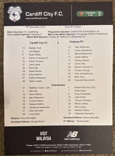 OFFICIAL TEAMSHEET 16/12/2025 CARABAO CUP CARDIFF CITY v CHELSEA MINT UNFOLDED