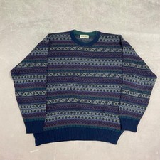 Vintage Knitted Jumper Abstract Patterned Grandad Knit Sweater Men's Xl