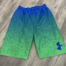 Under Armour Swim Shorts Youth YXL Boys XL Blue Green Ombre Mesh Lined UPF 50