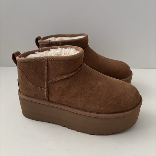 UGG Classic Ultra Mini Platform Boots 1135092 Chestnut Women’s US Size 7 NWOB
