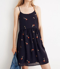 Madewell Embroidered Babydoll Cami Dress - Large - Black/Midnight