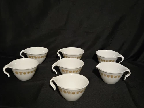 Set of 6 Vtg Corelle Corningware Butterfly Gold Coffee/Tea Cups One Creamer Cup