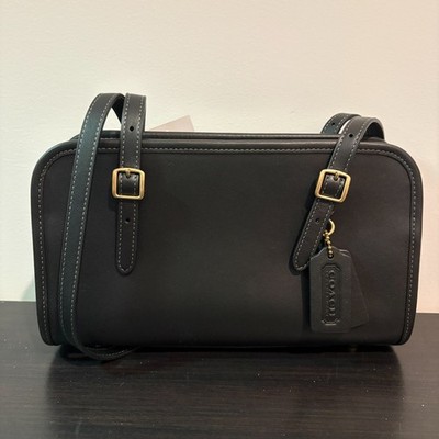 COACH Swing Zip Small Leather Shoulder Bag Brass Black CM565 NWT AUTHENTIC