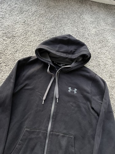 UNDER ARMOUR Mens Zip Hoodie Sweater Medium Black Polyester - Picture 2 of 4