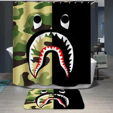 Camo Shark Face Shower Curtain Bathroom set