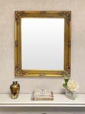 Gold Ornate Antique Wall Mirror Hardwood Frame 63cm X 73cm