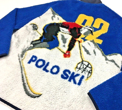 Polo Ralph Lauren VTG 90s Retro Ski 92 Sherpa Fur Fleece Jacket Hi
