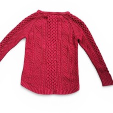 L.L. Bean Signature Sweater Women S Red Excellent Cotton Cable Knit Side Zip