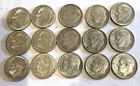 ROOSEVELT SILVER DIMES LOT OF 15 - 90% SILVER 1964 P&D, circulated, ungraded (b)