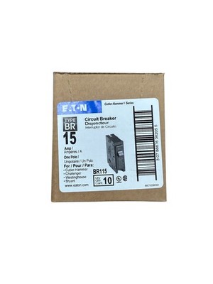 10 PCS Eaton BR115 15 Amp 1-Pole Circuit Breaker Type BR 120V 15A