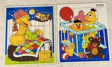 Lot of 2 Vintage PLAYSKOOL Big Bird Baby Bert  Ernie 315-24 25 Wooden Puzzles