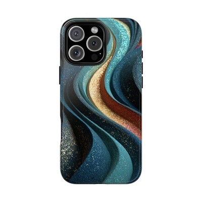 For iPhone/Galaxy/Pixel | Phone Cover Case - Teal Gold Shimmering Waves