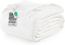 100 Cotton Waffle Weave Blanket Queen Size for Bed - Lightweight, Breathable