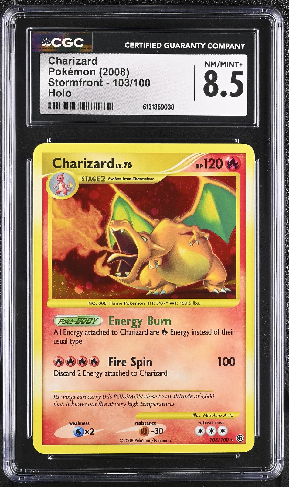 CGC 8.5 NM/MINT+ Charizard 103/100 Stormfront Holo Pokemon Card