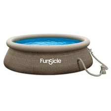 Quickset Round Inflatable Ring Top Outdoor Above Ground Swimming Pool Set wit...