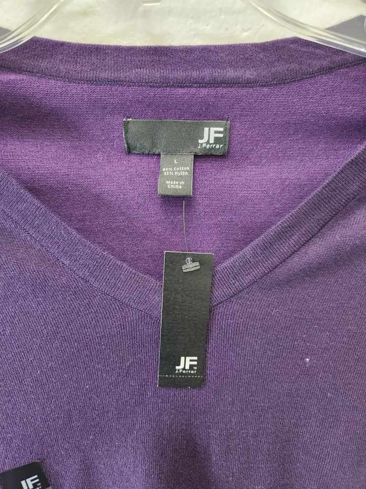 Top JF J. Ferrar Apollo púrpura tejido mezcla de algodón manga larga grande $50 1203-03 Foto 2 de 3