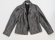 Chico's Women's Blazer Jacket Size 0 US S Gray Crinkle Lightweight Open Front