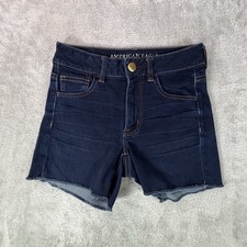 American Eagle High Rise Shortie Womens Shorts Size 2 3.5" Jean Blue Stretch