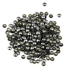 500 PCS 5mm Gun Grey Dome Studs, Hotfix, 1/3 Round Flat Back, Iron On, Craft