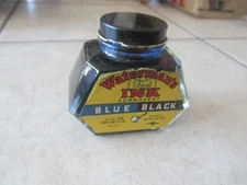 VINTAGE 1930s WATERMANS INK BOTTLE INKWELL BLUE BLACK FULL BOTTLE NO 172