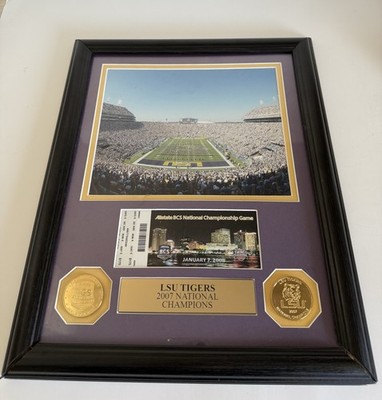 2007 LSU Tigers National Champions Highland Mint Frame Photo 2 Coins BCS Ticket