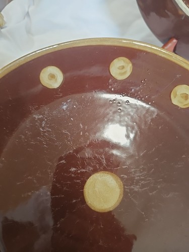 MA Hadley Brown Gold Dot Hot Fleck Rare Dinner Plates Set of 2 Signed . 11" Vtg - Picture 7 of 7