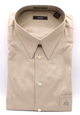 Alfani Mens Pinpoint Dress Shirt Khaki 17 Neck 32/33 Sleeve 100 Cotton NEW