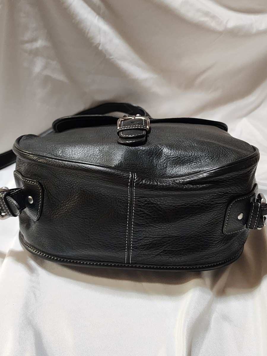 Levenger Black Leather Backpack Day One Shoulder Bag Sling  display picture 3