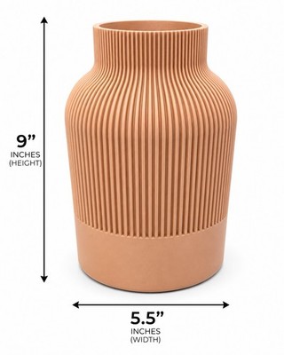 Minimalist Ribbed Vase 3D Printed Modern Home Decor Beige Vase 9  Art Deco