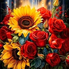 Flower Diamond Painting Kit for Adults 12x12 Inch 5D DIY Wall Decor Set Kit Pack