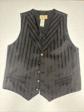 Scully Mens L Black Jacquard Western Vest 5 Button NWT Cavenders Rangewear