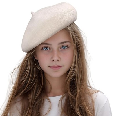 Girls French Wool Beret Hat Classic Warm Knitted Beanie Cap for Toddler