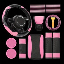 30pcs Car Interior Accessories Set With Steering Wheel Cover Shoulder Pads Trim