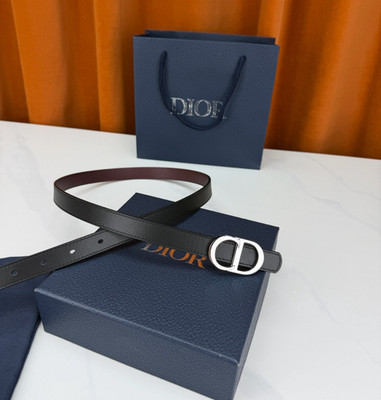 Dior CD Buckle Black Burgundy Leather Belt 2.0CM New w/ box