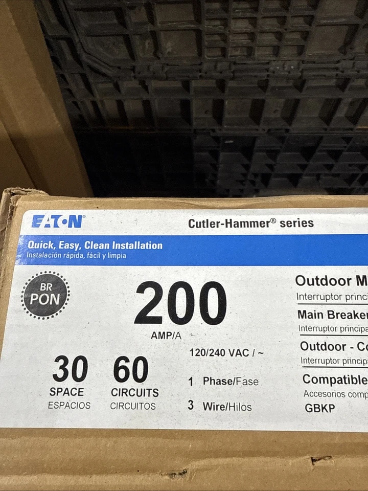 Eaton BRP30B200R Outdoor Main Breaker 200A 30 Space 60 Circuits NEW - Image 2 of 4