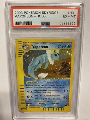 2003 Pokemon Skyridge H31 Vaporeon Holo Card PSA 6 EX-MT Rare Vintage